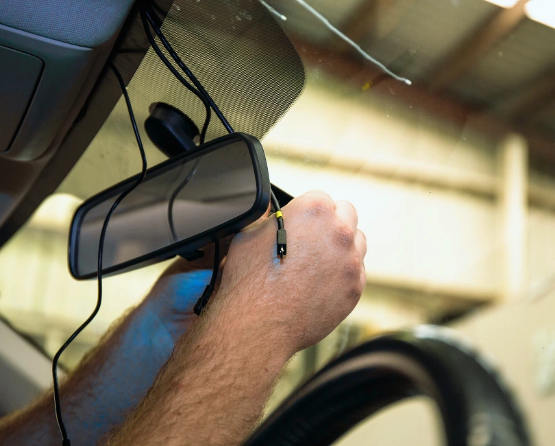 Dash Cam Installation in Progress for Fleet Vehicle