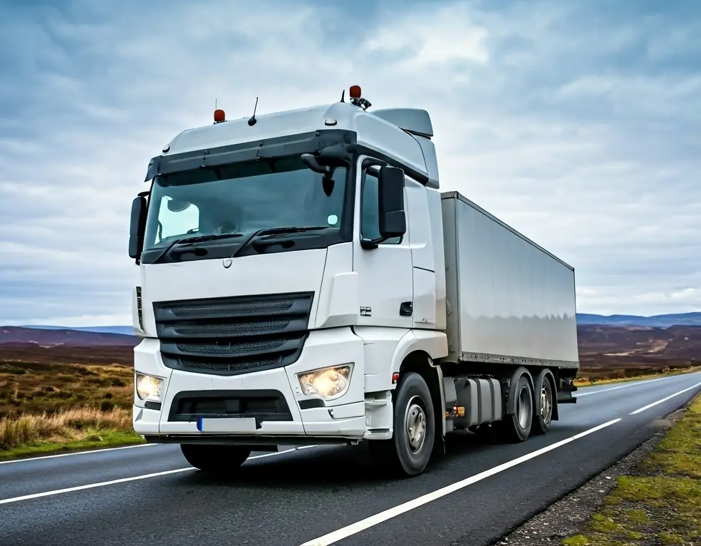  Rigid truck on UK road equipped with side and front CCTV cameras